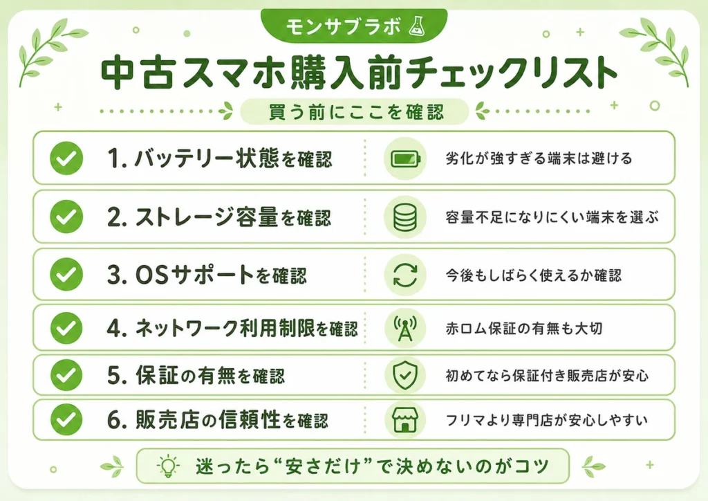 モンスト用サブ機の中古スマホ購入前チェックリスト