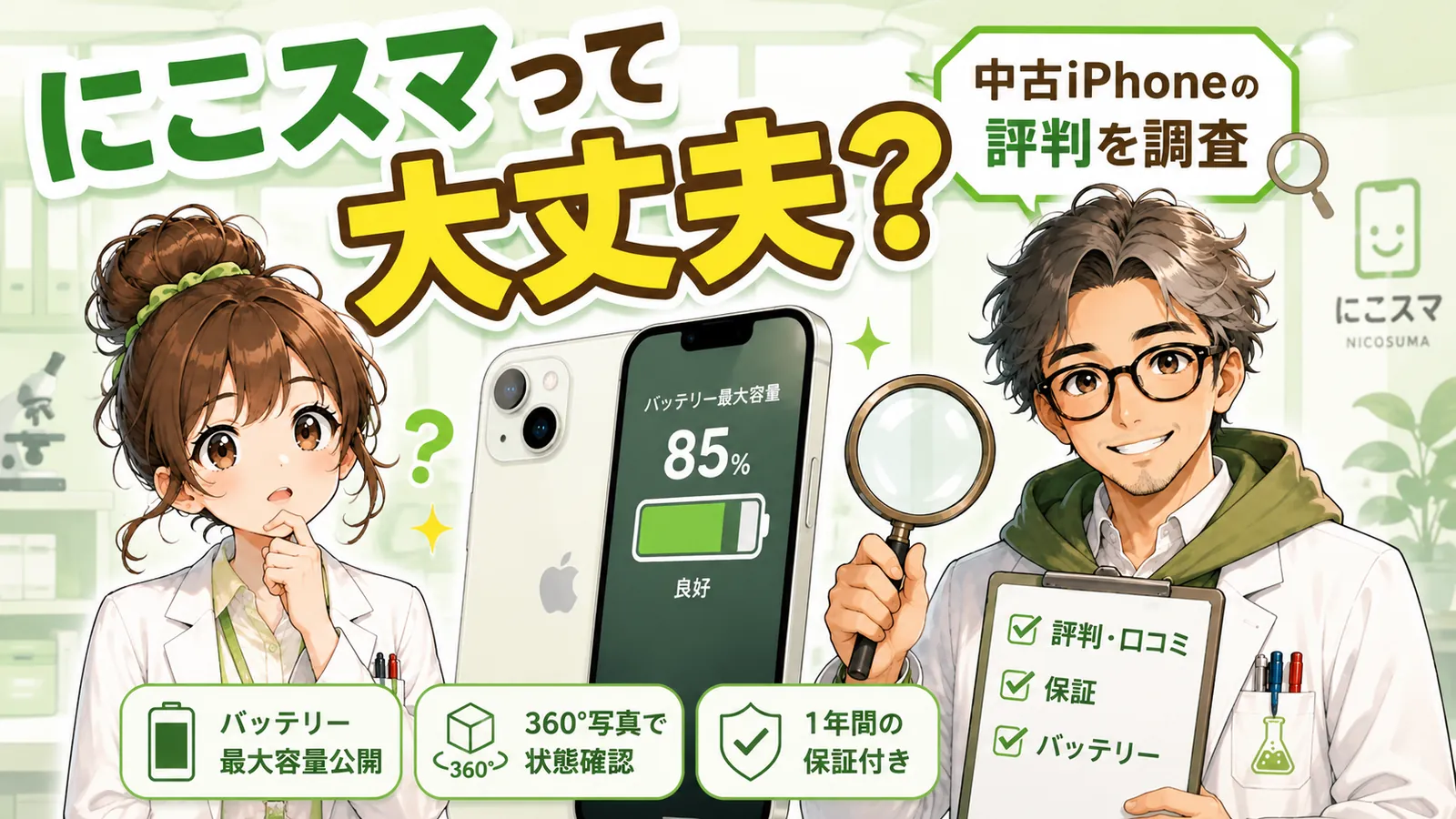 にこスマの評判・口コミと中古iPhoneの安全性を調査した記事のアイキャッチ